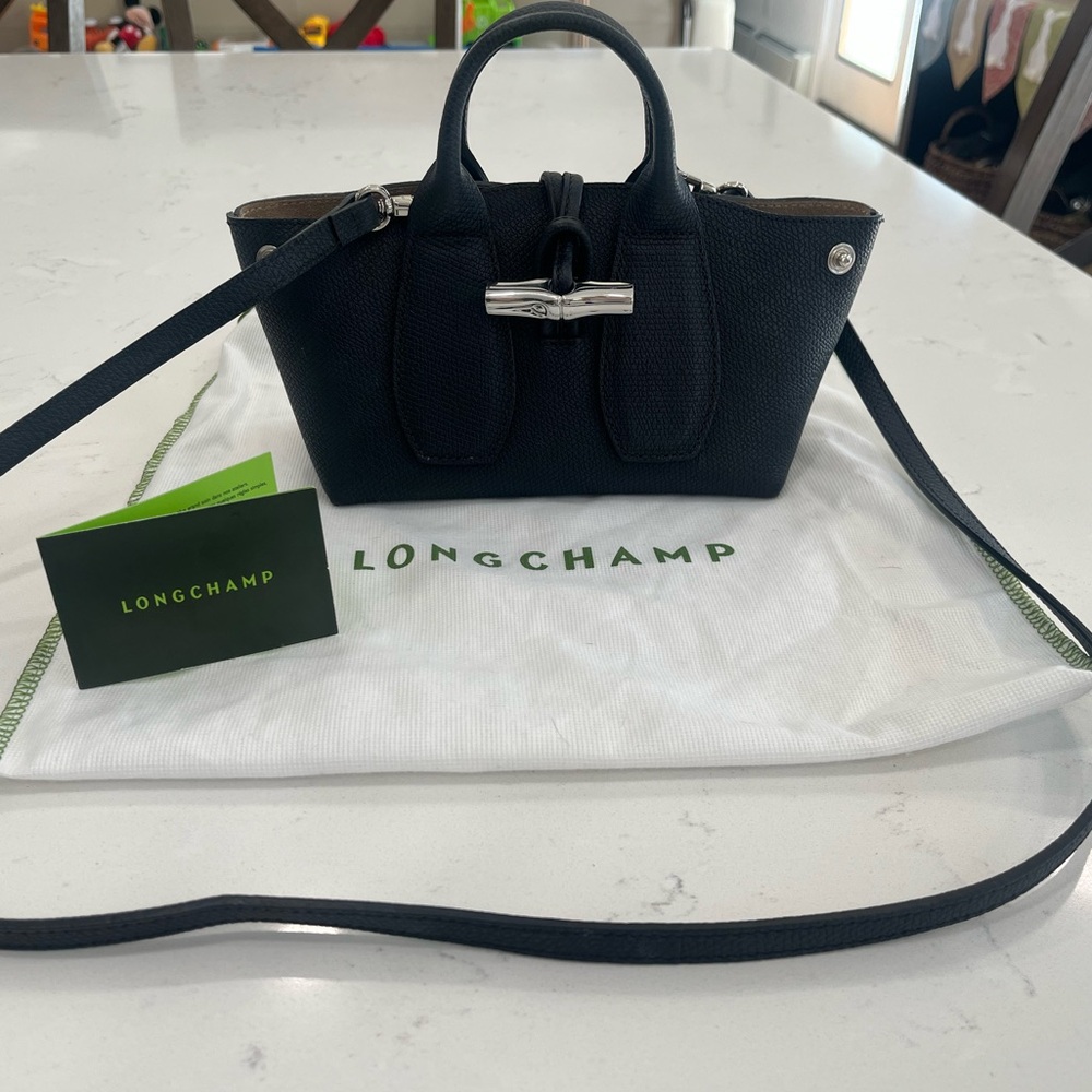 Longchamp Le Roseau Black leather Mini Bag